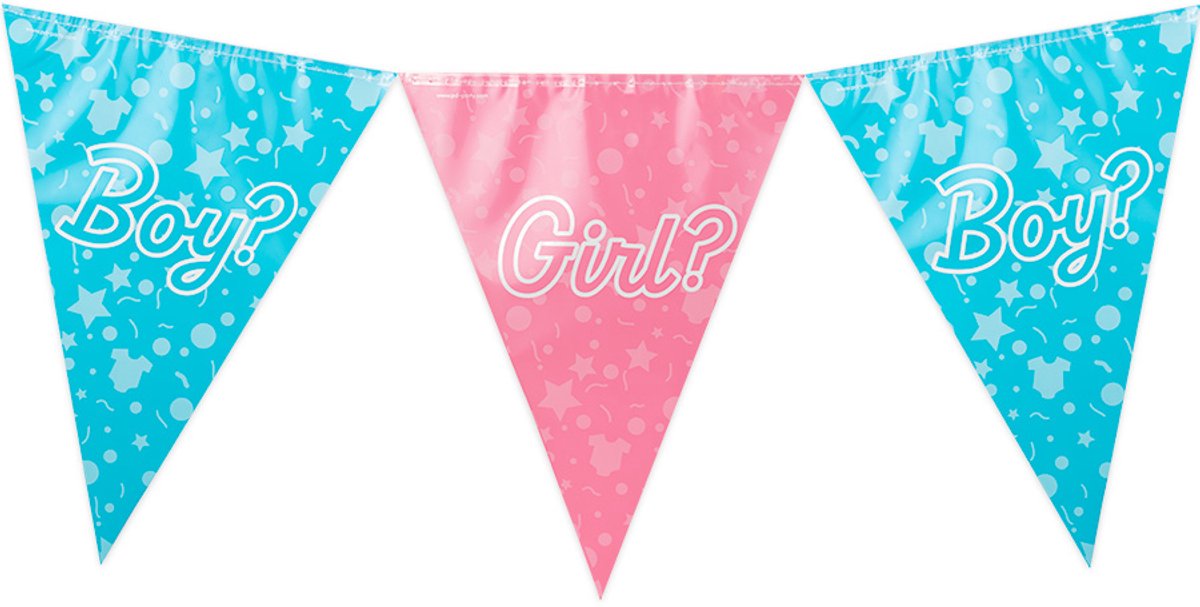 Vlaggenlijn | Set á 6 stuks | Gender reveal | 10 meter